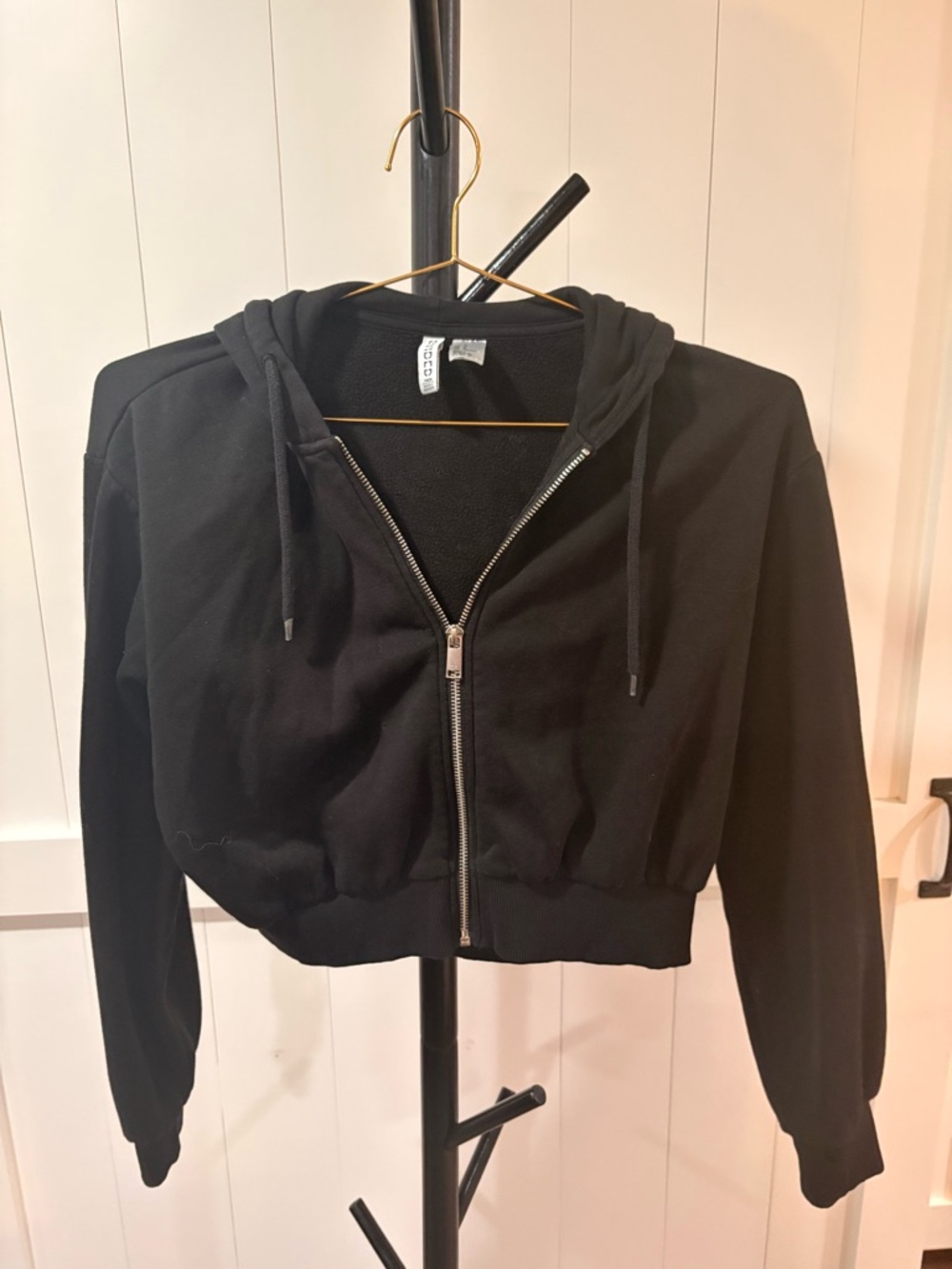 Divided Black Zip-Up Cropped Hoodie Jacket